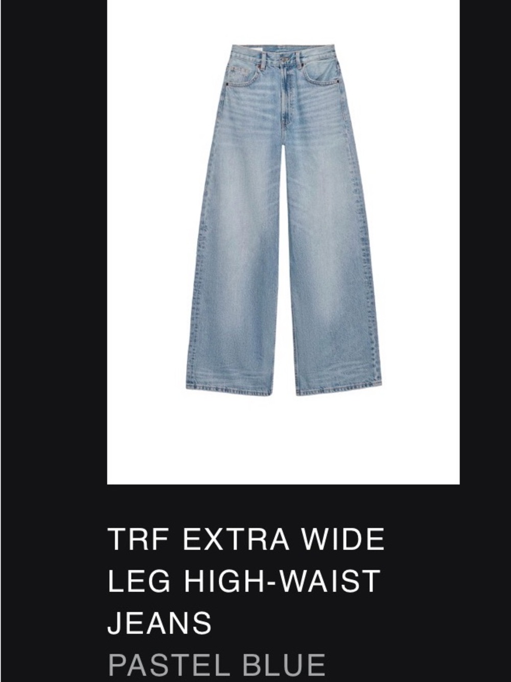 Zara TRF Extra Wide Leg High-Waist Jeans in Pastel Blue